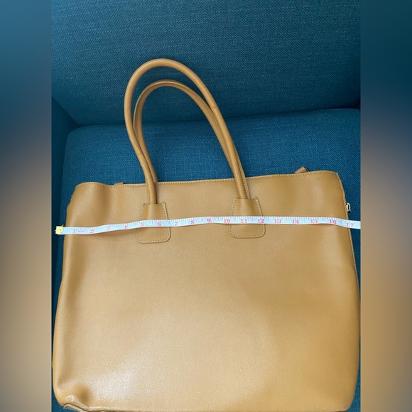 Dorse In Pelle Leather Camel Tote Bag Round Handles & Crossbody Strap Gold - Picture 13 of 17